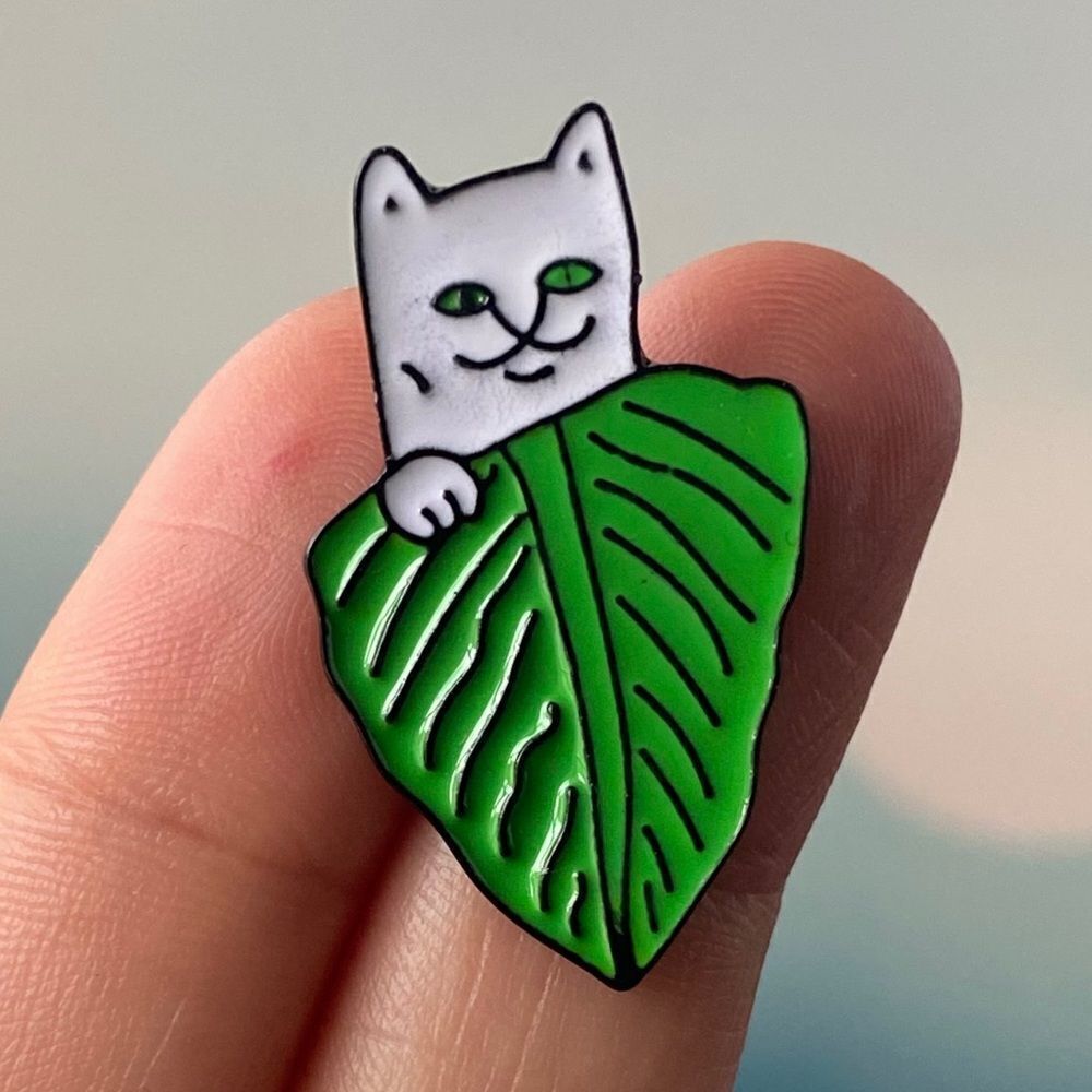 Lord Nermal Cat & Leaf Enamel Pin/ Brooch Lapel
